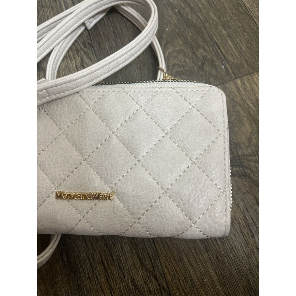 MONTANA WEST Western Leather Crossbody Quilted Handbag Beige Off-White - Picture 5 of 13